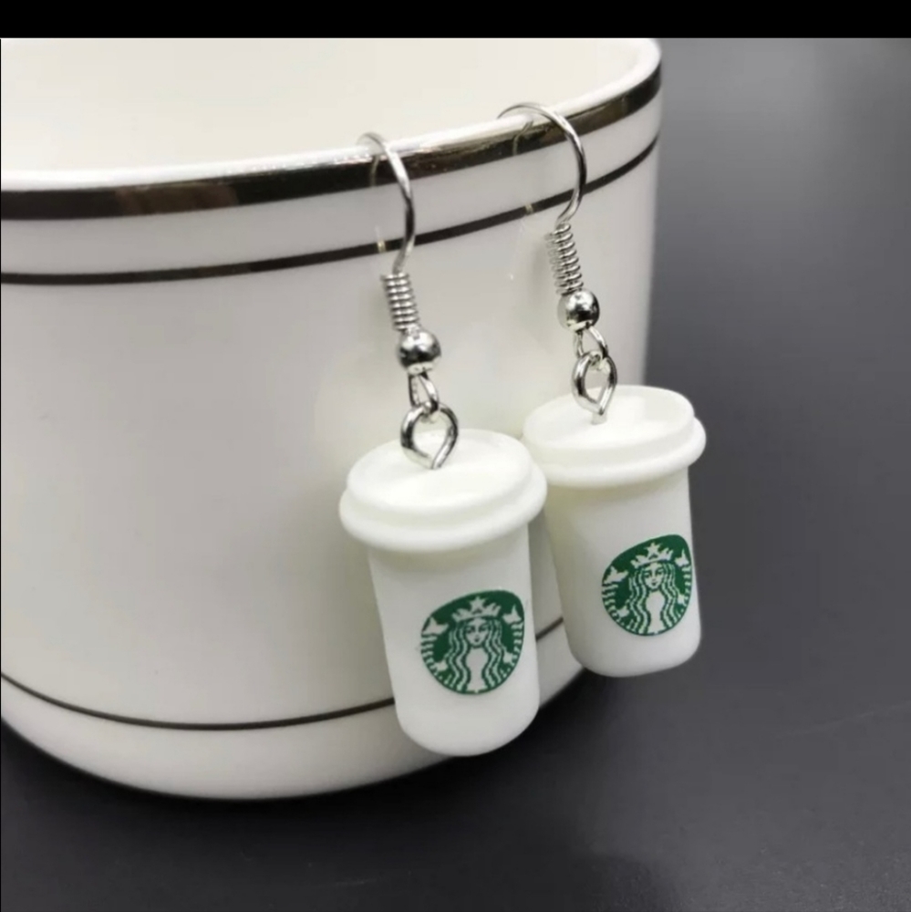 Starbucks 3-D fisherman hook earrings